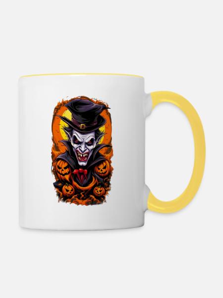 Vampir - Tasse zweifarbig - Weiß/Gelb