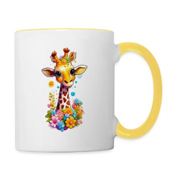 Süße Baby Giraffe - Tasse zweifarbig - Weiß/Gelb - Rechts