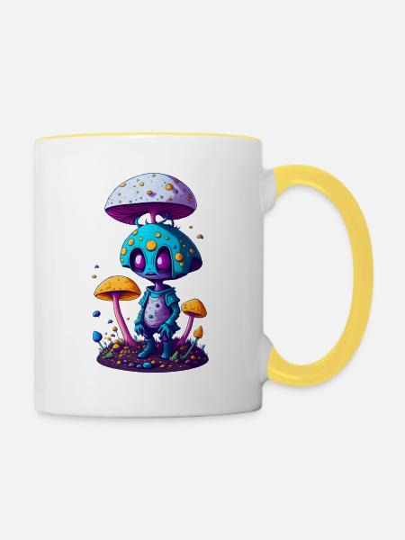Trippy Alien 01 - Tasse zweifarbig - Weiß/Gelb
