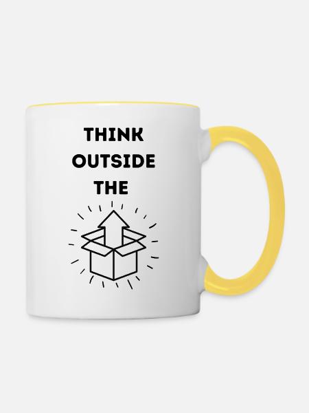 Think outside the Box - Tasse zweifarbig - Weiß/Gelb