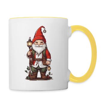 Nordischer Weihnachtsgnom festliches Weihnachten - Tasse zweifarbig - Weiß/Gelb - Rechts