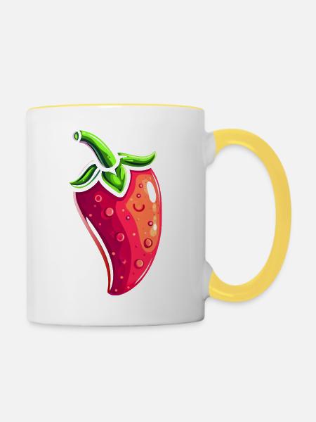 Chili - Tasse zweifarbig - Weiß/Gelb