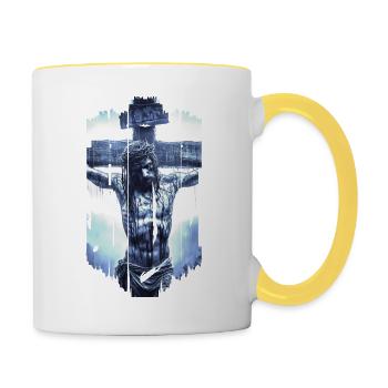 jesus bibel christliche religion christliches kreuz christlich - Tasse zweifarbig - Weiß/Gelb - Rechts