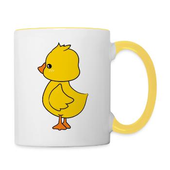 Niedliche Baby-Ente Figur 3 - Tasse zweifarbig - Weiß/Gelb - Rechts