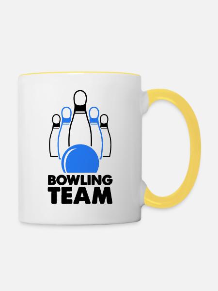 bowling team - Tasse zweifarbig - Weiß/Gelb