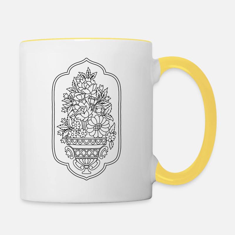 Pot de fleur - Mug contrasté - blanc/jaune