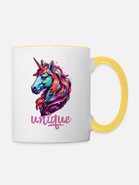 Unique - Tasse zweifarbig - Weiß/Gelb