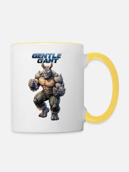 NASHÖRNER, SANFTER RIESE - Tasse zweifarbig - Weiß/Gelb