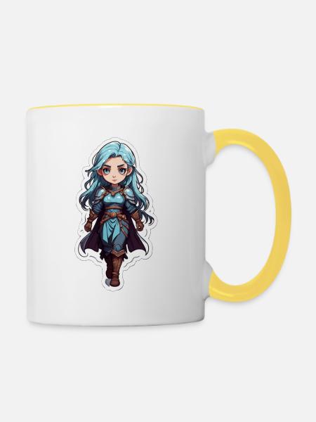 Mittelalterliche Fantasy-Assassine - Tasse zweifarbig - Weiß/Gelb