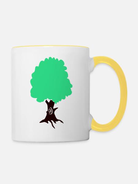 baum - Tasse zweifarbig - Weiß/Gelb