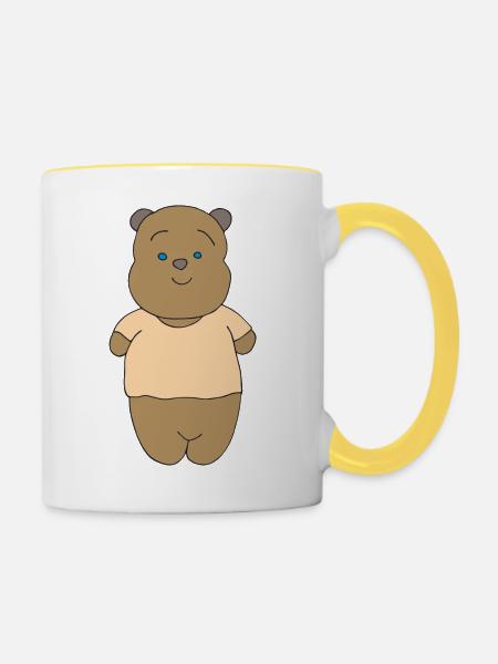 teddybär - Tasse zweifarbig - Weiß/Gelb