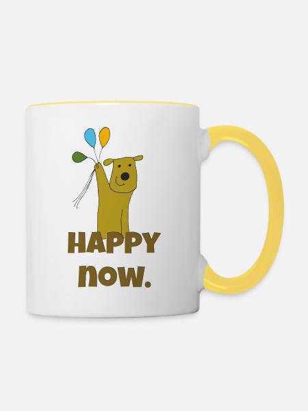 hund happy now - Tasse zweifarbig - Weiß/Gelb