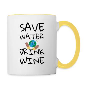 Save Water, Drink Wine - Contrasting Mug - white/yellow - Right