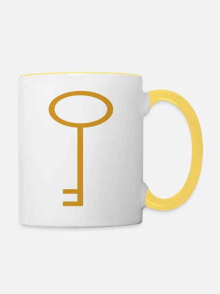 Schlüssel - Tasse zweifarbig - Weiß/Gelb