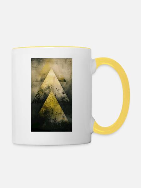 Geometrische Berge in Träumen - Tasse zweifarbig - Weiß/Gelb