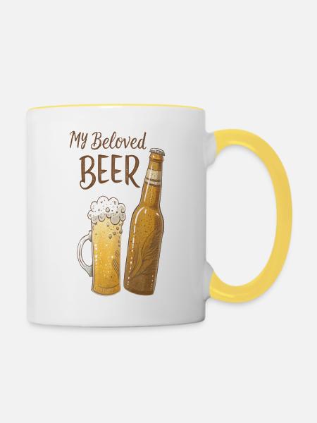 Mein geliebtes Bier - Tasse zweifarbig - Weiß/Gelb