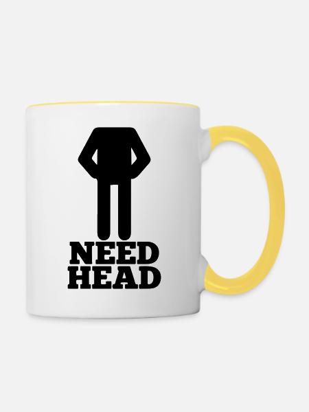 brauche Kopf - Tasse zweifarbig - Weiß/Gelb
