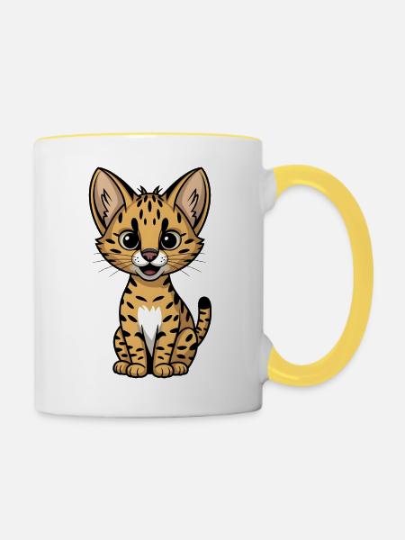 Serval - Tasse zweifarbig - Weiß/Gelb
