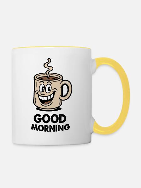kaffee tasse comic - Tasse zweifarbig - Weiß/Gelb