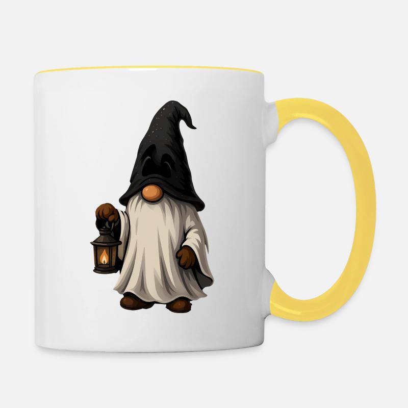 Sorcier de conte de fées avec lanterne - Mug contrasté - blanc/jaune