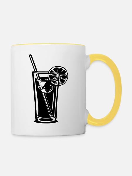 Zitronen-Trinkglas - Tasse zweifarbig - Weiß/Gelb