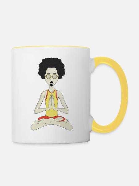 Zen-Meditation - Tasse zweifarbig - Weiß/Gelb
