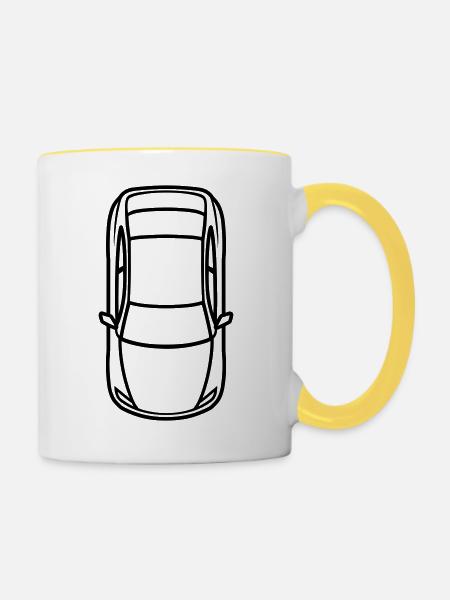 Auto - Tasse zweifarbig - Weiß/Gelb