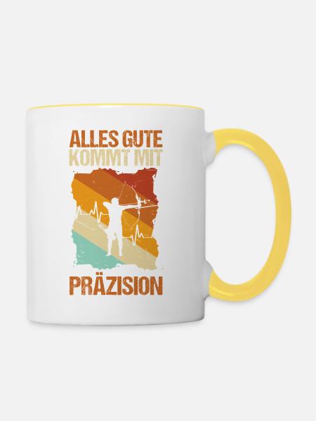 Bogenschütze Bogensport Bogenschießen - Tasse zweifarbig - Weiß/Gelb