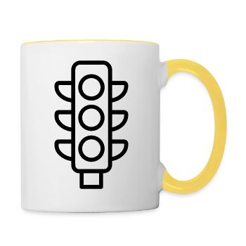 feu tricolore - Mug contrasté - blanc/jaune - Droite