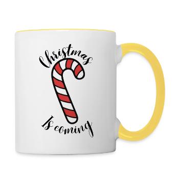 Candy Canes Illustration - Contrasting Mug - white/yellow - Right