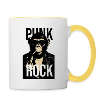 Rock Chimp Rebel Portrait - Contrasting Mug - white/yellow - Right