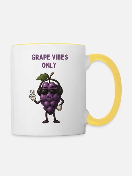 Trauben Vibes Only – Musik-Grape - Tasse zweifarbig - Weiß/Gelb