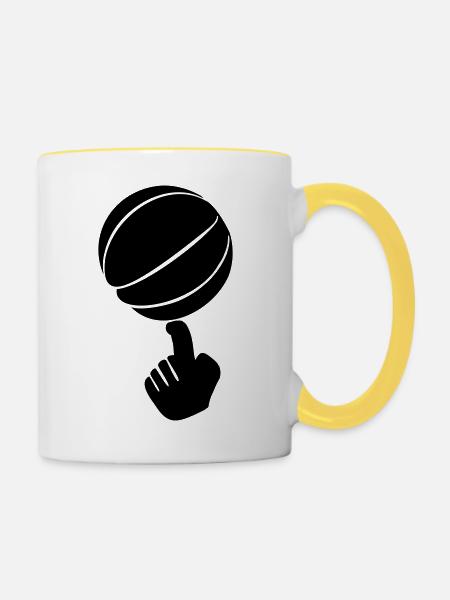 Basketball - Tasse zweifarbig - Weiß/Gelb