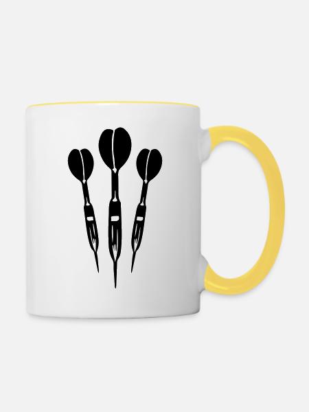 Dartpfeil Symbol - Tasse zweifarbig - Weiß/Gelb