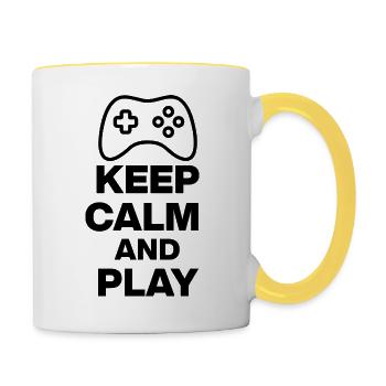 KEEP CALM AND PLAY! NERDLIFE GAMING ONLINE - Contrasting Mug - white/yellow - Right
