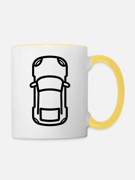 Auto - Tasse zweifarbig - Weiß/Gelb