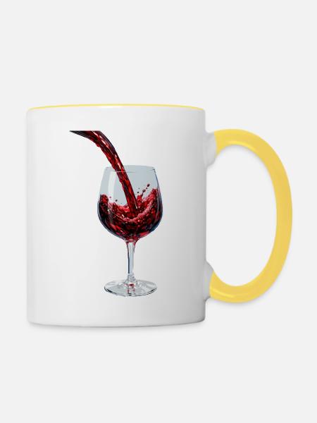 Red Wine Stream im Glas - Tasse zweifarbig - Weiß/Gelb