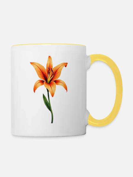 Lilie - Tasse zweifarbig - Weiß/Gelb