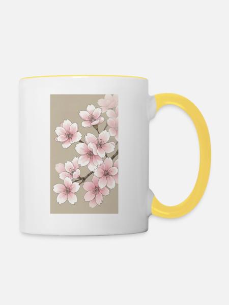 Sakura Kirschblüte - Tasse zweifarbig - Weiß/Gelb