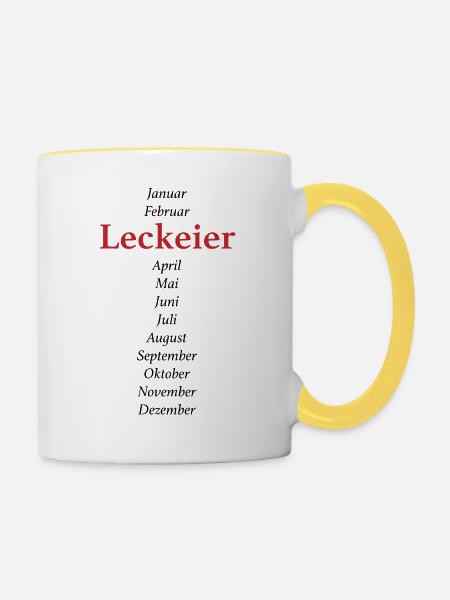 Leck Eier - Tasse zweifarbig - Weiß/Gelb