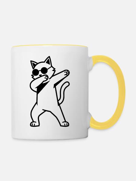 Cat Dab - Tasse zweifarbig - Weiß/Gelb