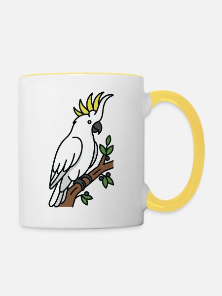Australischer Vogelkakadu - Tasse zweifarbig - Weiß/Gelb