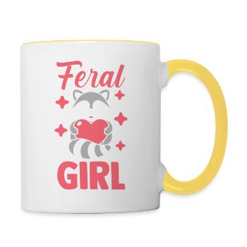 Feral Trash Panda Raccoon - Contrasting Mug - white/yellow - Right