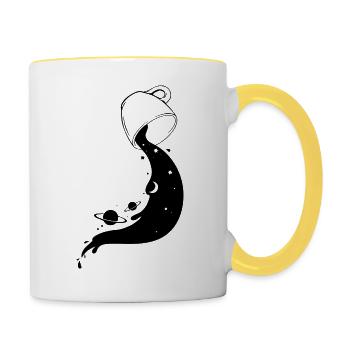 Univers du Café Tasse Galaxie Étoiles Cosmos - Mug contrasté - blanc/jaune - Droite