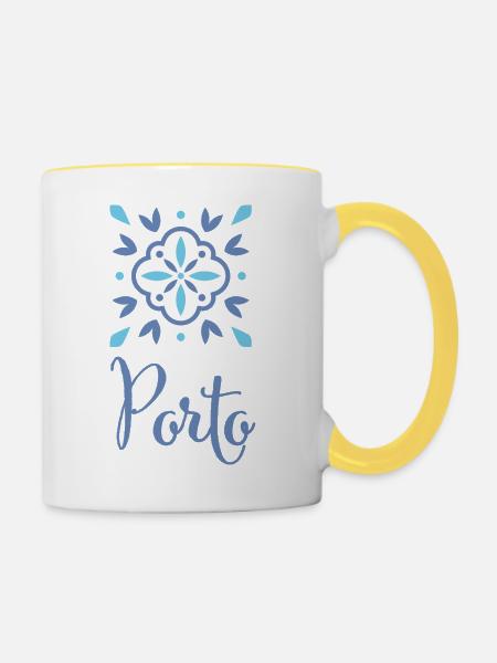 Porto - Tasse zweifarbig - Weiß/Gelb