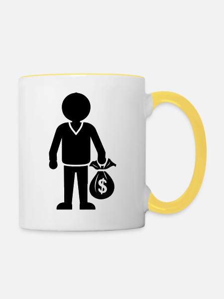 Geld Cash Hustle - Tasse zweifarbig - Weiß/Gelb