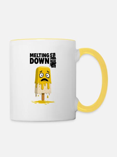 Schmelzendes Zitronen-Eis am Stiel - Tasse zweifarbig - Weiß/Gelb
