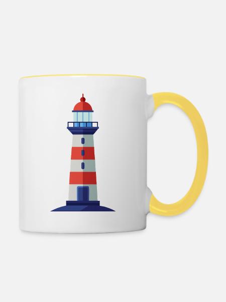 Leuchtturm - Tasse zweifarbig - Weiß/Gelb