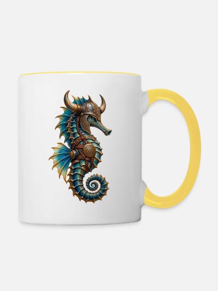 Wikinger-Seepferdchen - Tasse zweifarbig - Weiß/Gelb