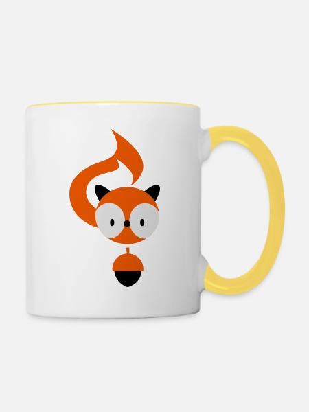 eichhoernchen_3f - Tasse zweifarbig - Weiß/Gelb